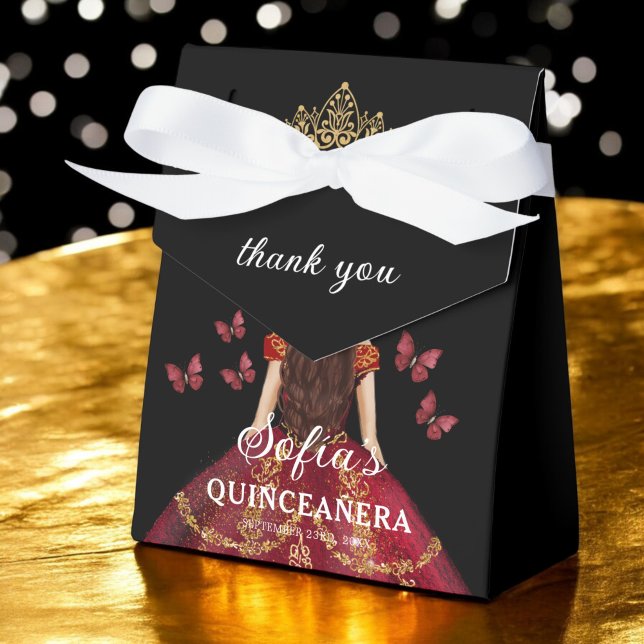 Burgundy Floral Quinceñera Butterfliegen Geschenkschachtel (Von Creator hochgeladen)