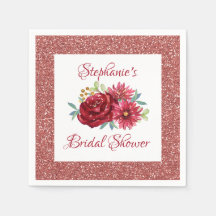 Burgundy Floral Rose Gold Glitzer Brautparty