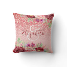 Burgundy Floral Rose Gold Glitzer Personalisiert