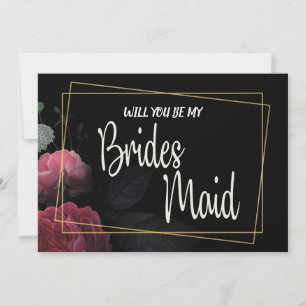 Burgundy Floral Rustic Bridesmaid Einladung