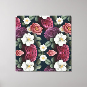 Burgundy Floral Rustic Leinwanddruck