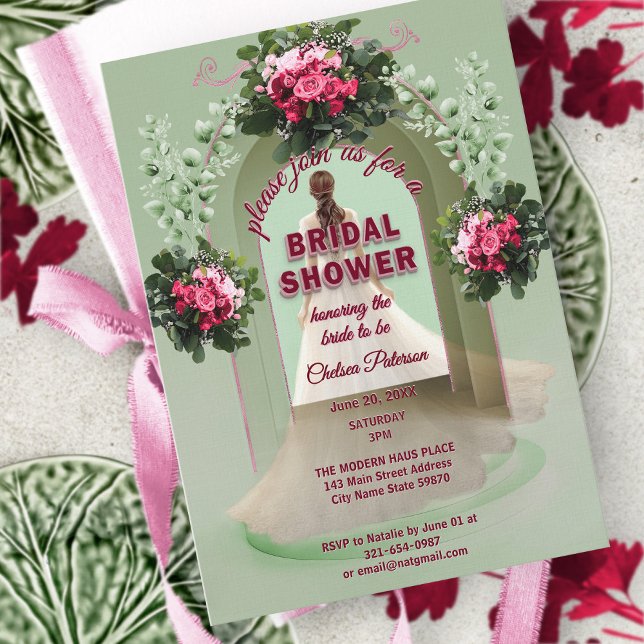 Burgundy Floral Sage Greenery Blush Bridal Shower Einladung (Von Creator hochgeladen)