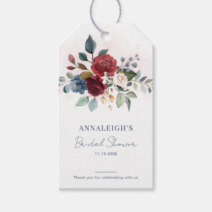 Burgundy Floral Script Brautparty Vielen Dank Geschenkanhänger