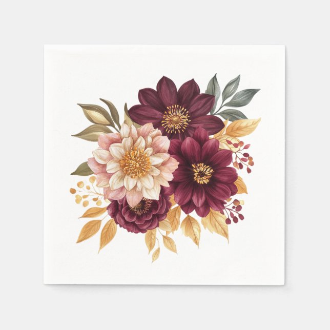 Burgundy Floral Serviette (Vorderseite)