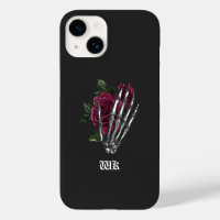 Burgundy Floral Skeleton Gothic