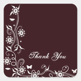Burgundy Floral Swirl Vielen Dank Sticker