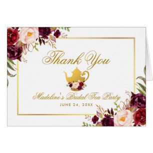 Burgundy Floral Tea Party Merci note