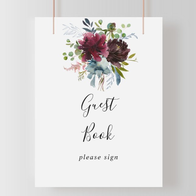 Burgundy Floral und Greenerity Gästebuchsignatur Poster (Von Creator hochgeladen)