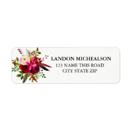 Burgundy Floral Watercolor Address Labels
