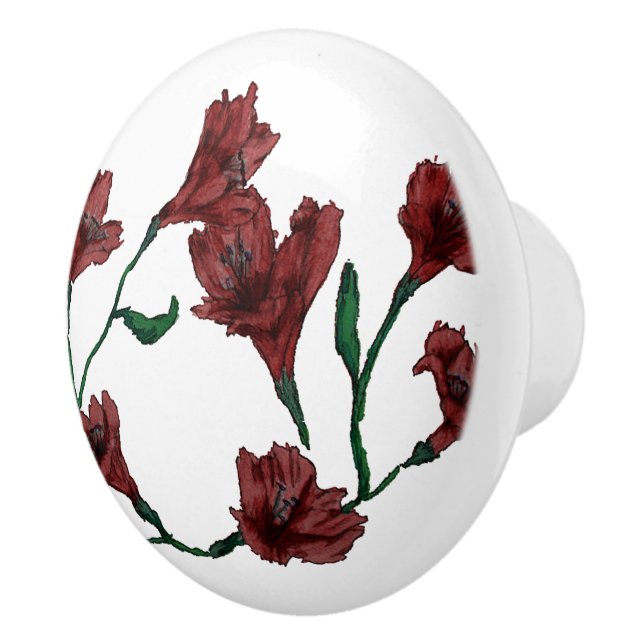 Burgundy Floral Watercolor Keramikknauf (Rechts)