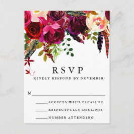 Burgundy Floral Watercolor UAWG Postcard Einladungspostkarte