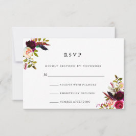 Burgundy Floral Watercolor UAWG RSVP Karte