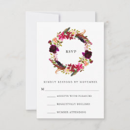 Burgundy Floral Watercolor UAWG RSVP Karte