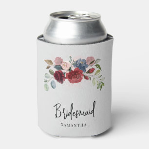 Burgundy Floral Wedding Bridesmaid Personalisiert Dosenkühler