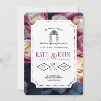 Burgundy Floral Wedding Invitation Template Einladung