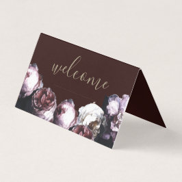 Burgundy Floral Wedding Meal Platzierkarte