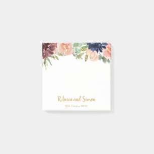 Burgundy Floral Wedding Post-it Klebezettel