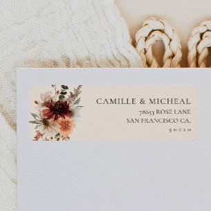 Burgundy Floral Wedding Rücksendeadresse