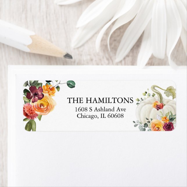Burgundy Floral White Pumpkin Label (Insitu)