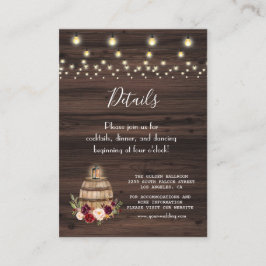 Burgundy Floral Wine Barrel Barn Wedding Details Begleitkarte