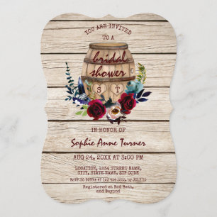 Burgundy Floral Wine Barrel Brautparty Einladung