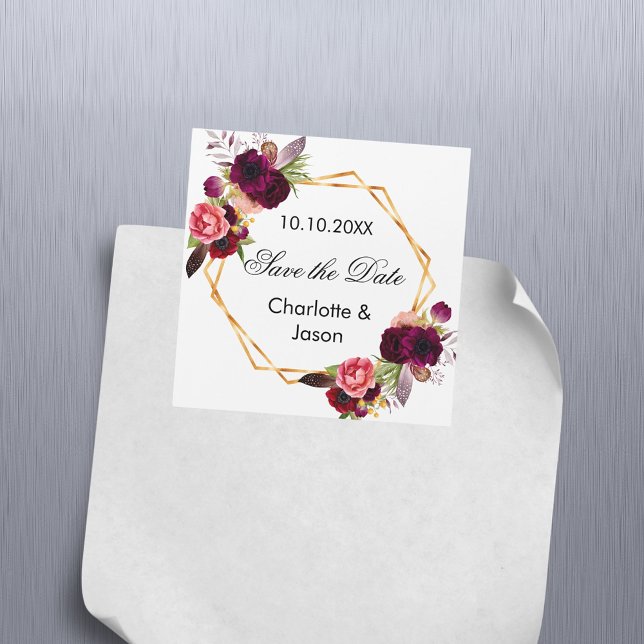 Burgundy florals Hochzeit Save the Date Magnet (Von Creator hochgeladen)