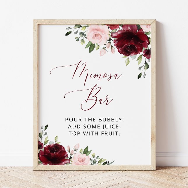 Burgundy Flowers, Pink Flowers, Mimosa Bar  Poster (Von Creator hochgeladen)