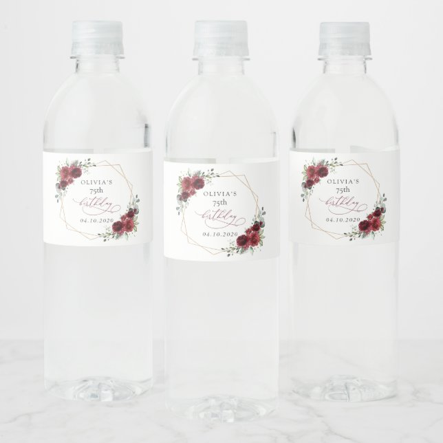Burgundy Flowers, Red Flowers, Boho, Birthday (Flaschen)