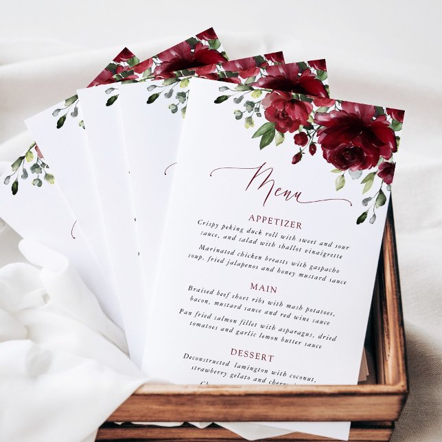 Burgundy Flowers, Red Flowers, Bridal Shower Menu (Von Creator hochgeladen)