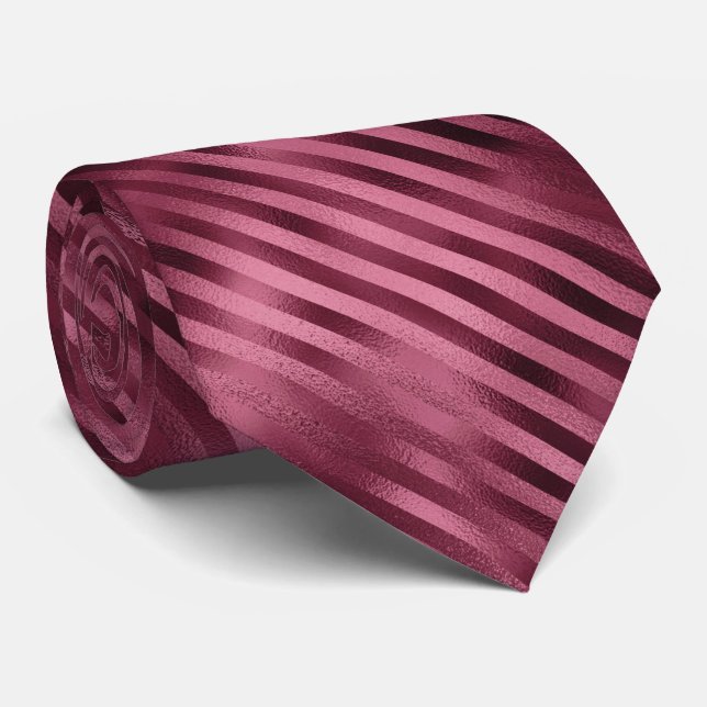 Burgundy Foil Streifen Krawatte (Gerollt)