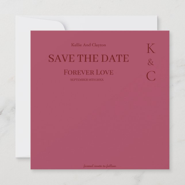 Burgundy Forever Love Wedding Save the Date (Vorderseite)