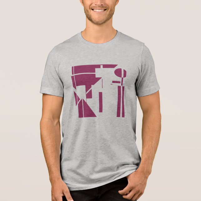 Burgundy-Formen Geometrisches MCM-Aussehen Abstrak Tri-Blend Shirt (Vorderseite)