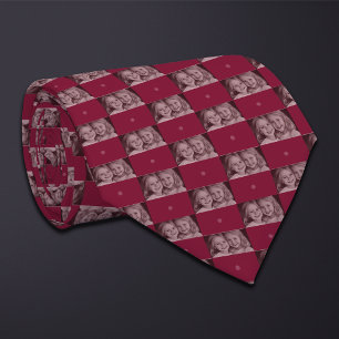 Burgundy Foto Checkerboard (Wide Rectangle) Krawatte