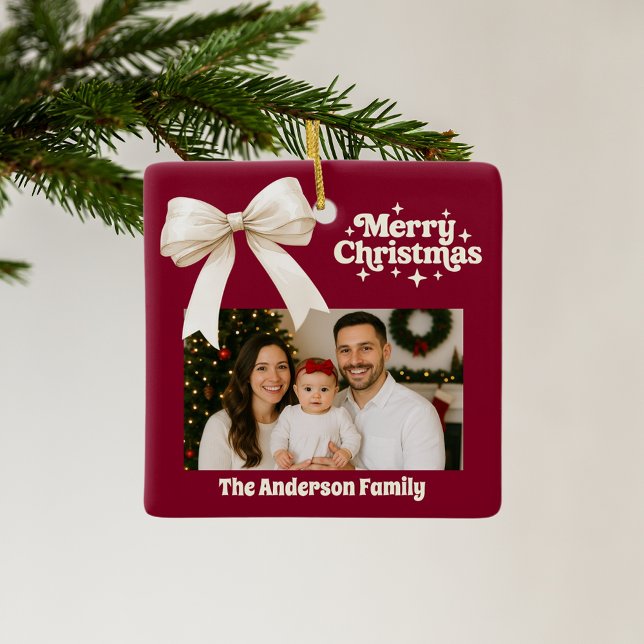 Burgundy Foto Creme Bogen Weihnachten Keramikornament (Von Creator hochgeladen)