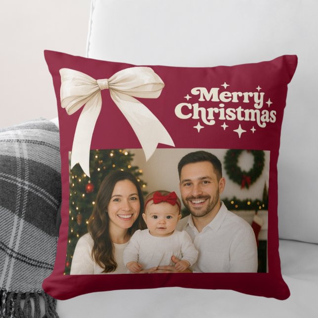 Burgundy Foto Creme Bogen Weihnachten Kissen (Von Creator hochgeladen)