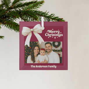 Burgundy Foto Creme Bogen Weihnachten Ornament Aus Glas