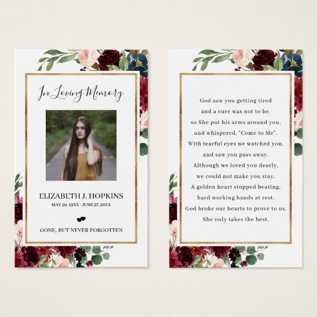 Burgundy Foto Foil Foil Cards (Vorne & Hinten)