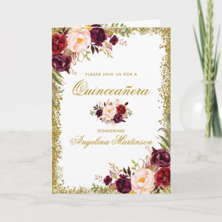 Burgundy-Foto-Glitzer aus Quinceanera Karte