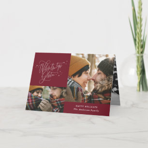 Burgundy Foto sammelt elegantes Drehbuch Weihnacht Karte