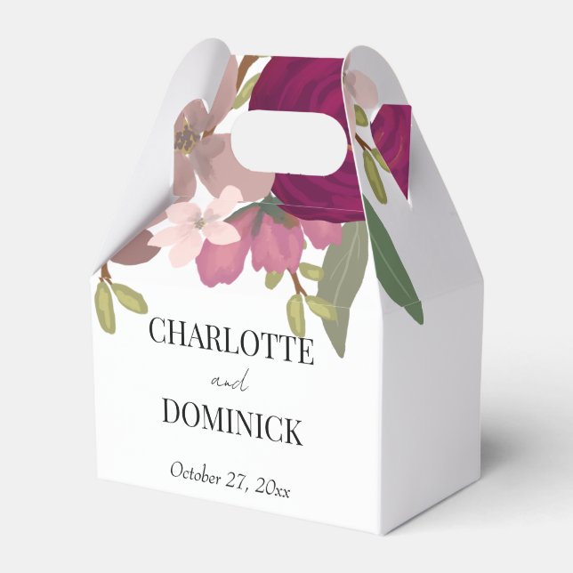Burgundy Garden Blume Hochzeit Geschenkschachtel (Vorderseite)
