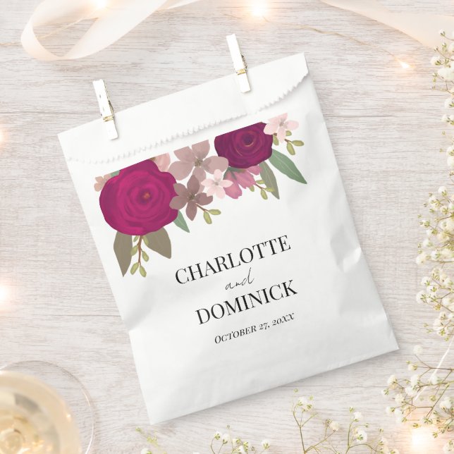 Burgundy Garden Blume Hochzeit Geschenktütchen (Ausgeschnitten)
