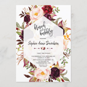 Burgundy Geometric Brunch und Bubbly Einladung