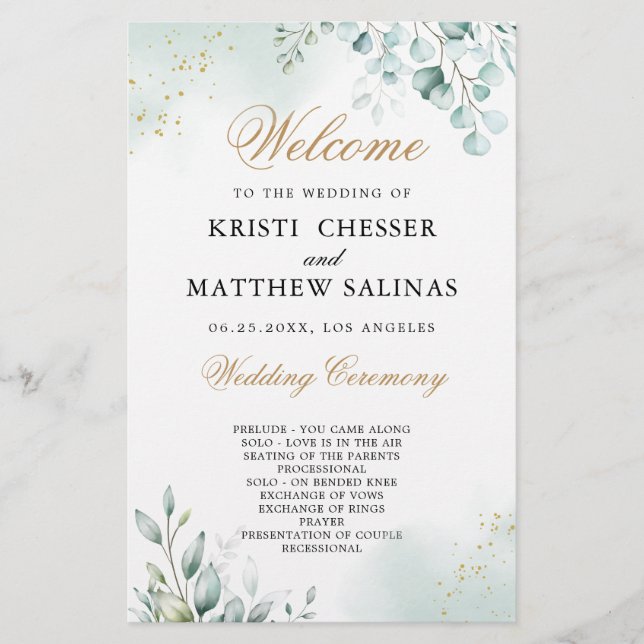 Burgundy Geometric Gold Frame Wedding Program Card (Vorderseite)