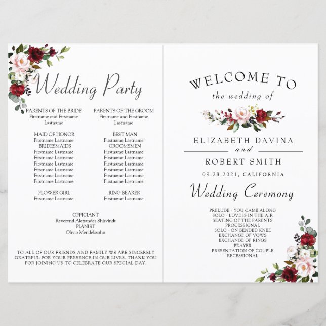 Burgundy Geometric Romantic Watercolor (Vorderseite)