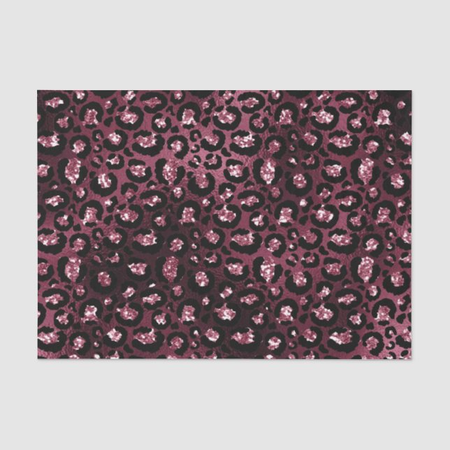 Burgundy Glam Foil Glitzer Leopard Spots Seidenpapier (Vorderseite)