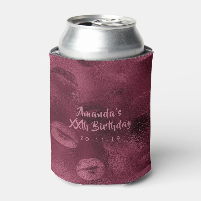 Burgundy Glam Foil Glitzer Lippes Dosenkühler (Kanne Vorderseite)