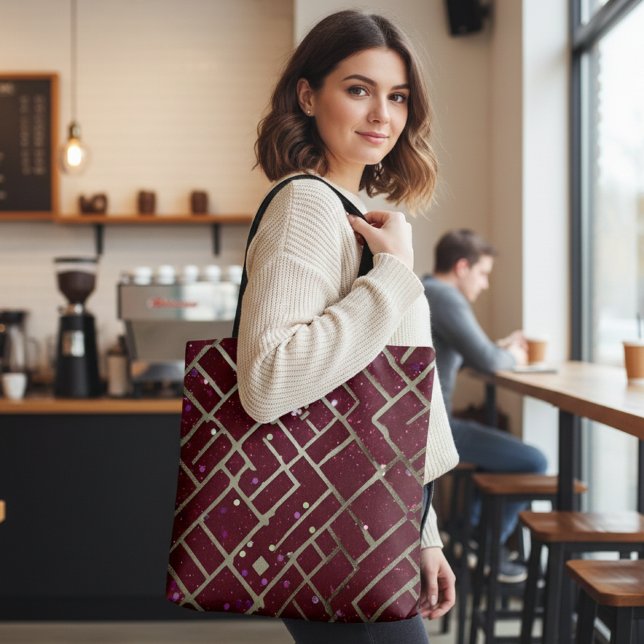 Burgundy Glam Geometric Tasche (Von Creator hochgeladen)