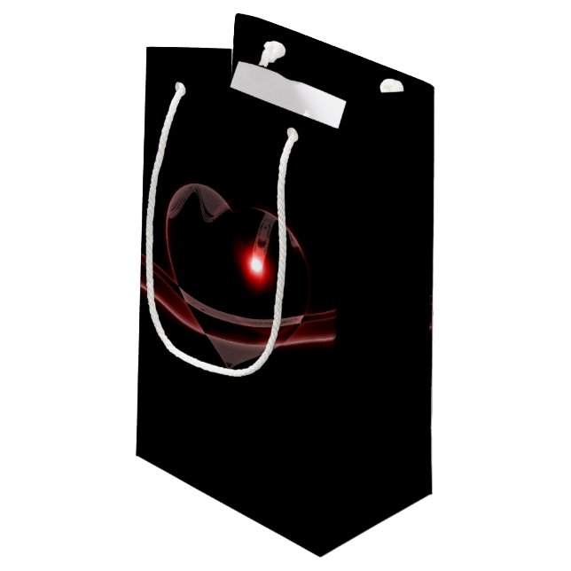 Burgundy Glass Heart reflektiert Licht Kleine Geschenktüte (Rückseite Schrägansicht)