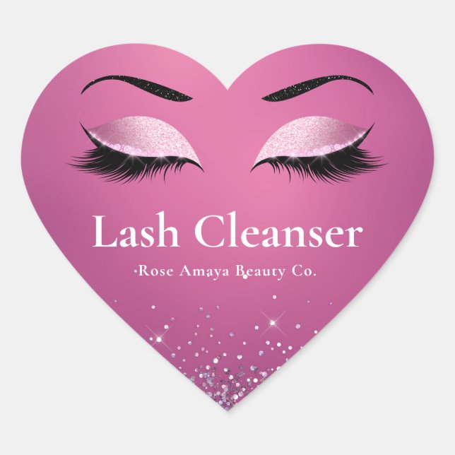 Burgundy Glitzer Elegant Lash Cleanser Shampoo Herz-Aufkleber (Vorderseite)