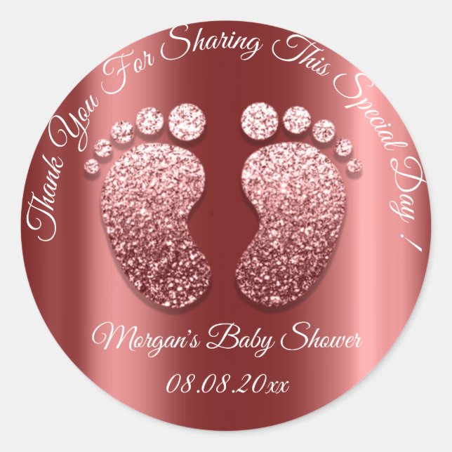 Burgundy Glitzer Feet Baby Dusche Gefallen Vielen  Runder Aufkleber (Vorderseite)